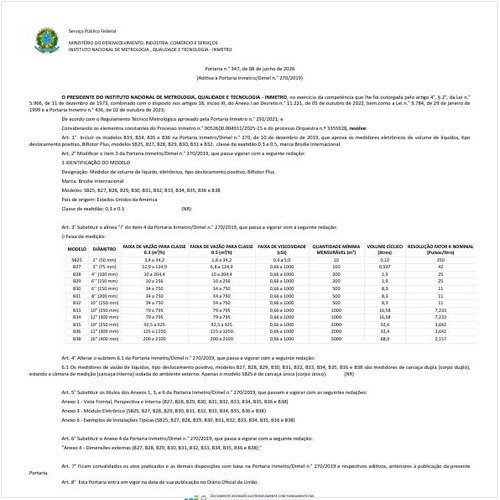 Portaria DIMEL/INMETRO 347:2026 - Situação: Em vigor