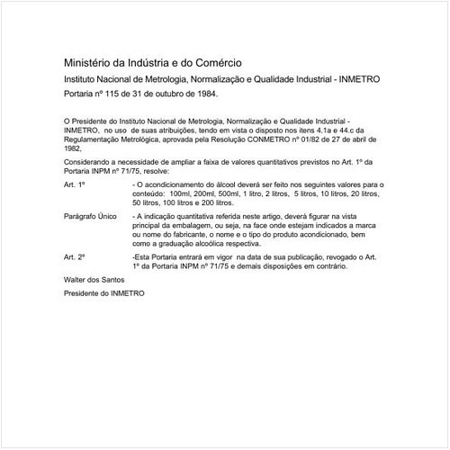 Portaria INMETRO/MIC 115:1984 - Situação: Revogado
