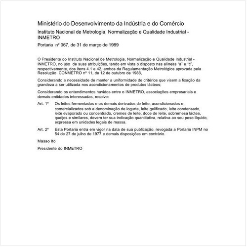 Portaria INMETRO/MDIC 67:1989 - Situação: Revogado