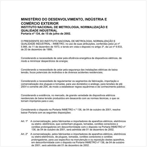 Portaria INMETRO/MDIC 134:2002 - Situação: Revogado