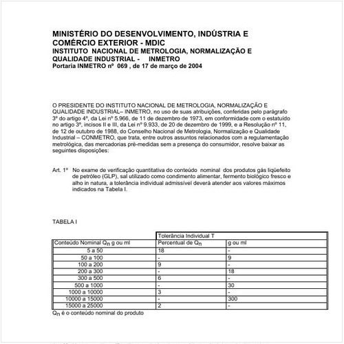 Portaria INMETRO/MDIC 69:2004 - Situação: Revogado