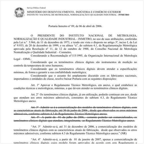 Portaria INMETRO/MDIC 89:2006 - Situação: Revogado