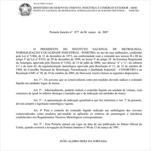 Portaria INMETRO/MDIC 77:2007 - Situação: Revogado