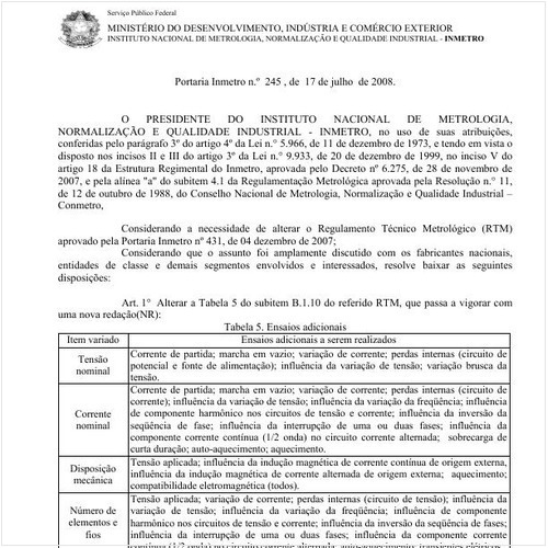 Portaria INMETRO/MDIC 245:2008 - Situação: Revogado