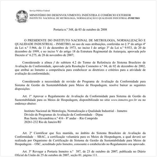 Portaria INMETRO/MDIC 348:2008 - Situação: Revogado
