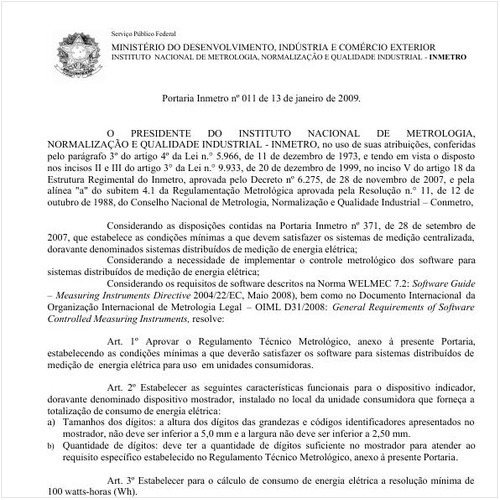 Portaria INMETRO/MDIC 11:2009 - Situação: Revogado