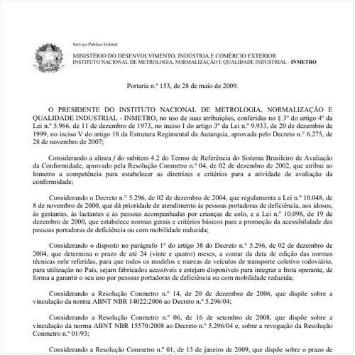 Portaria INMETRO/MDIC 153:2009 - Situação: Revogado