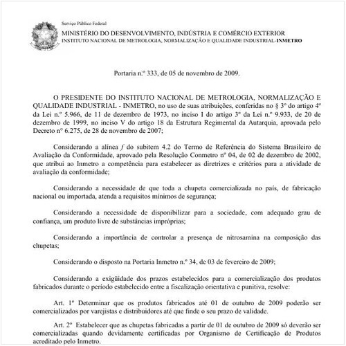 Portaria INMETRO/MDIC 333:2009 - Situação: Revogado