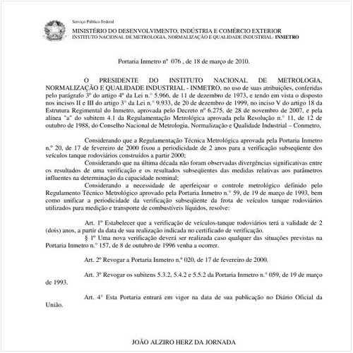 Portaria INMETRO/MDIC 76:2010 - Situação: Revogado