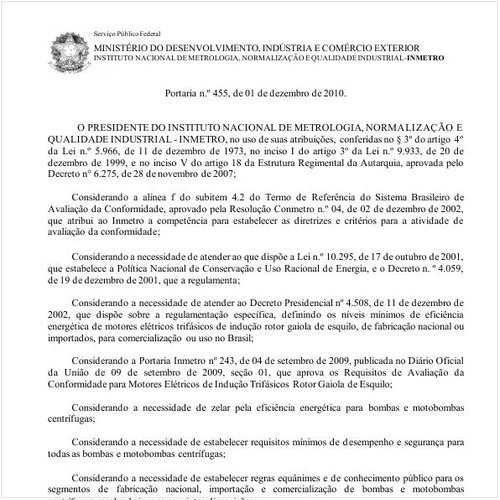Portaria INMETRO/MDIC 455:2010 - Situação: Revogado