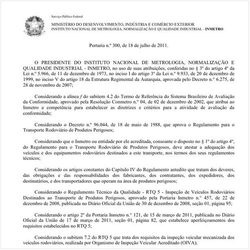 Portaria INMETRO/MDIC 300:2011 - Situação: Revogado