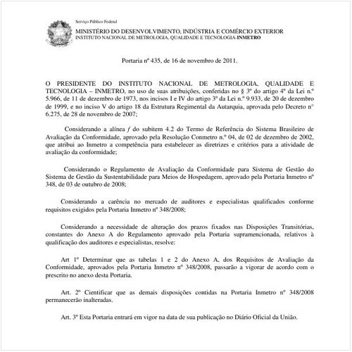 Portaria INMETRO/MDIC 435:2011 - Situação: Revogado