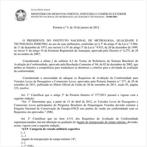 Portaria INMETRO/MDIC 5:2012 - Situação: Revisto