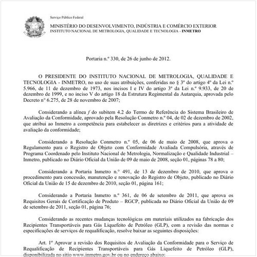 Portaria INMETRO/MDIC 330:2012 - Situação: Revogado