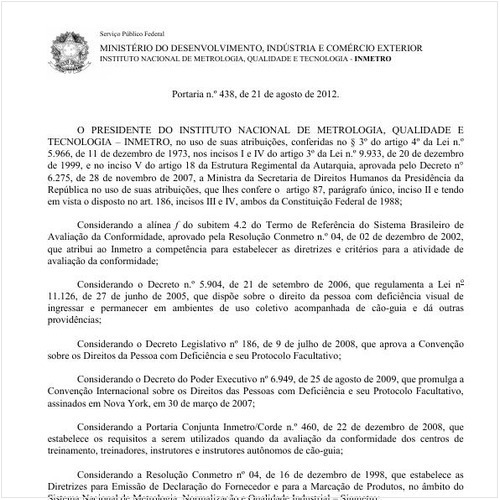 Portaria INMETRO/MDIC 438:2012 - Situação: Revogado