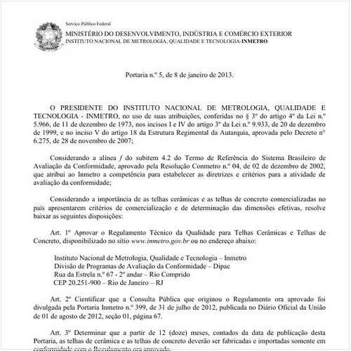 Portaria INMETRO/MDIC 5:2013 - Situação: Revogado