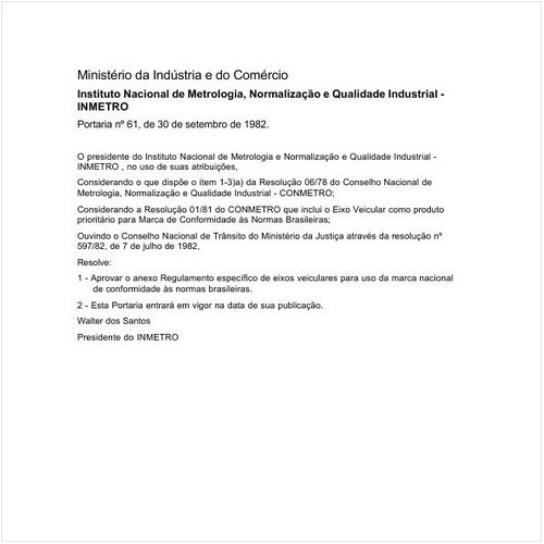 Portaria INMETRO/MIC 61:1982 - Situação: Revogado