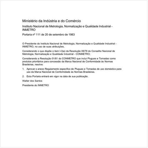 Portaria INMETRO/MIC 111:1983 - Situação: Revogado