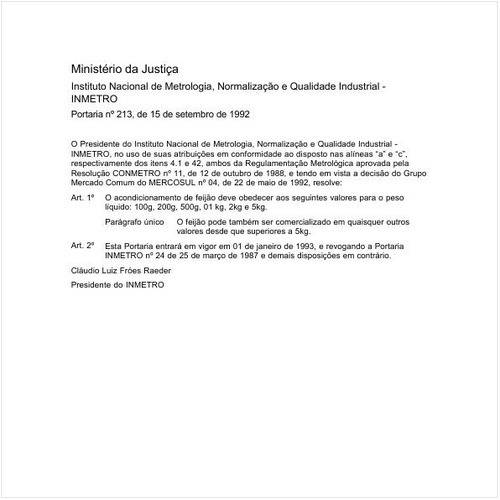 Portaria INMETRO/MJ 213:1992 - Situação: Revogado