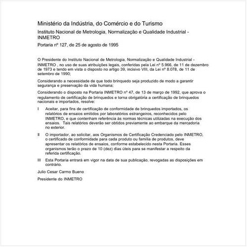 Portaria INMETRO/MICT 127:1995 - Situação: Revogado