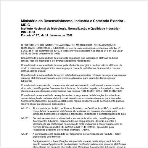 Portaria INMETRO/MDIC 27:2002 - Situação: Revogado