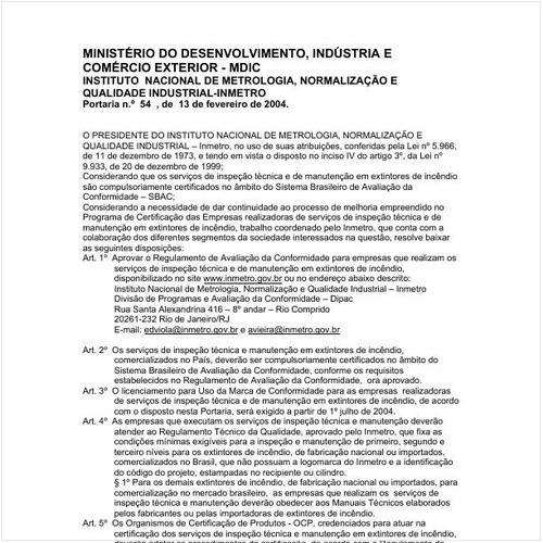 Portaria INMETRO/MDIC 54:2004 - Situação: Revogado