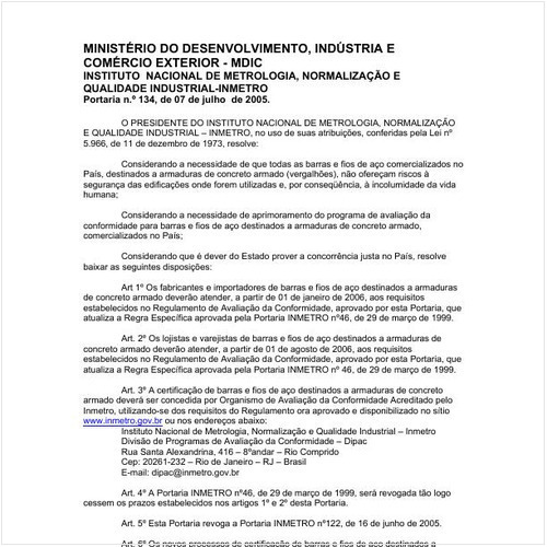 Portaria INMETRO/MDIC 134:2005 - Situação: Revogado
