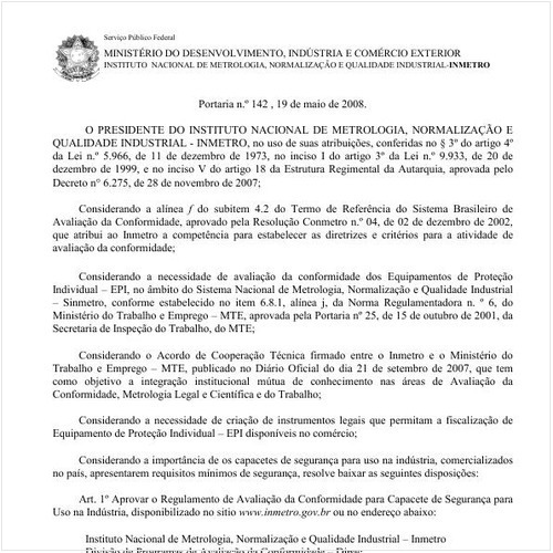 Portaria INMETRO/MDIC 142:2008 - Situação: Revogado