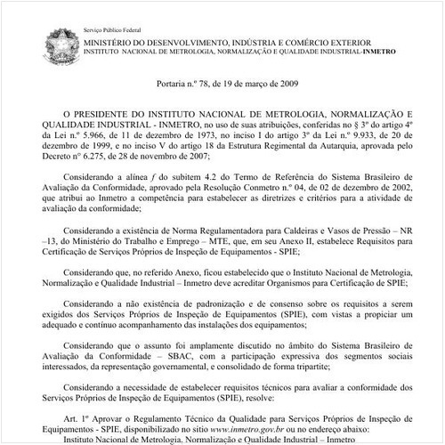 Portaria INMETRO/MDIC 78:2009 - Situação: Revogado