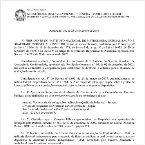 Portaria INMETRO/MDIC 56:2010 - Situação: Revogado