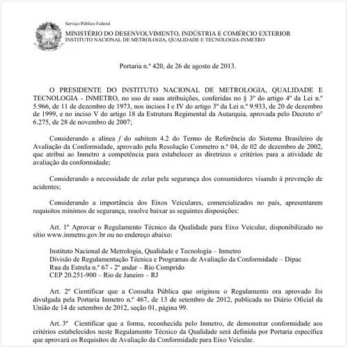Portaria INMETRO/MDIC 420:2013 - Situação: Revogado