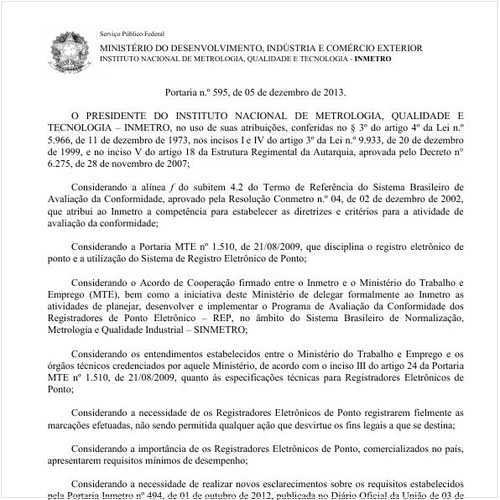 Portaria INMETRO/MDIC 595:2013 - Situação: Revogado