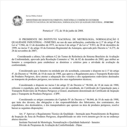 Portaria INMETRO/MDIC 172:2008 - Situação: Revogado