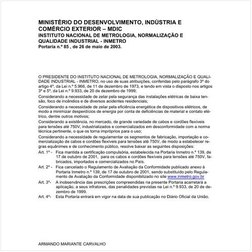 Portaria INMETRO/MDIC 85:2003 - Situação: Revogado