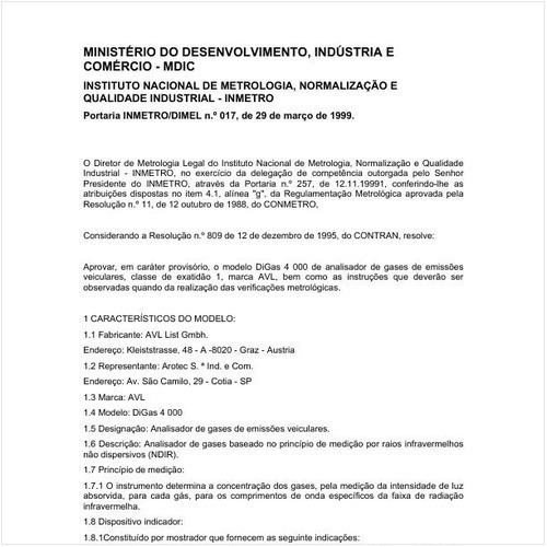 Portaria DIMEL/INMETRO 17:1999 - Situação: Revogado