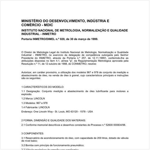Portaria DIMEL/INMETRO 20:1999 - Situação: Revogado