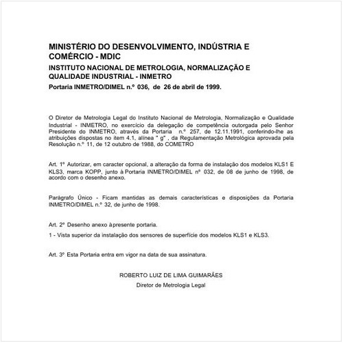 Portaria DIMEL/INMETRO 36:1999 - Situação: Em vigor