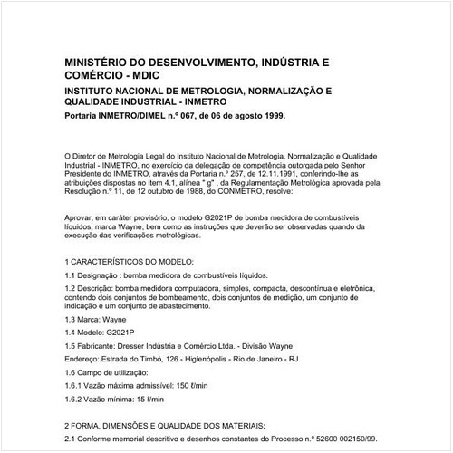 Portaria DIMEL/INMETRO 67:1999 - Situação: Revisto