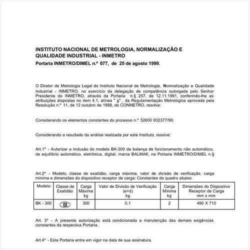 Portaria DIMEL/INMETRO 77:1999 - Situação: Revisto