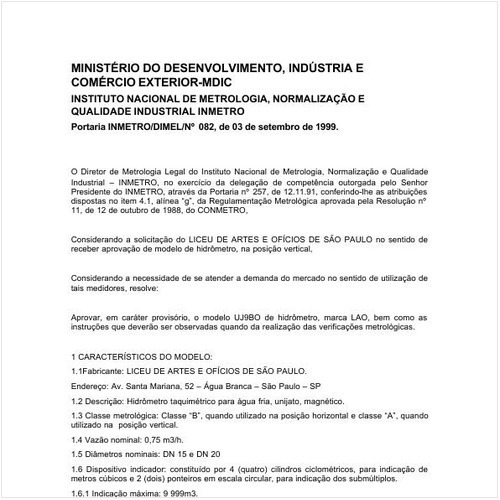 Portaria DIMEL/INMETRO 82:1999 - Situação: Revogado