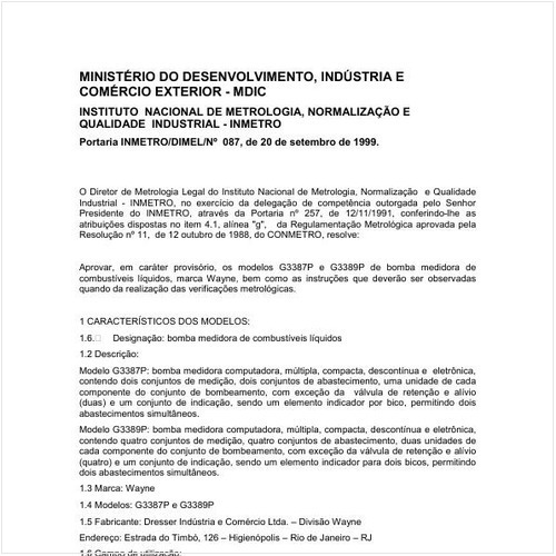 Portaria DIMEL/INMETRO 87:1999 - Situação: Revisto