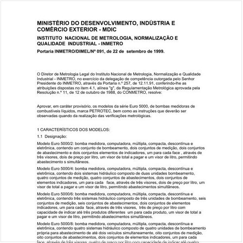 Portaria DIMEL/INMETRO 91:1999 - Situação: Revisto
