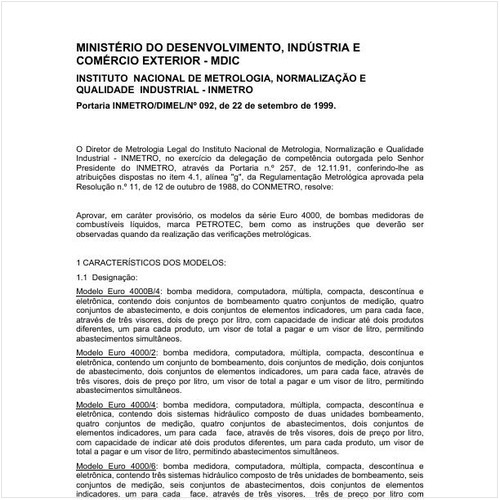 Portaria DIMEL/INMETRO 92:1999 - Situação: Revisto