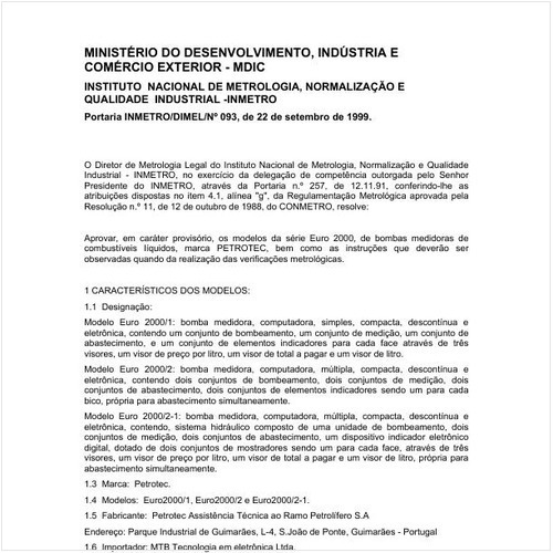 Portaria DIMEL/INMETRO 93:1999 - Situação: Revisto