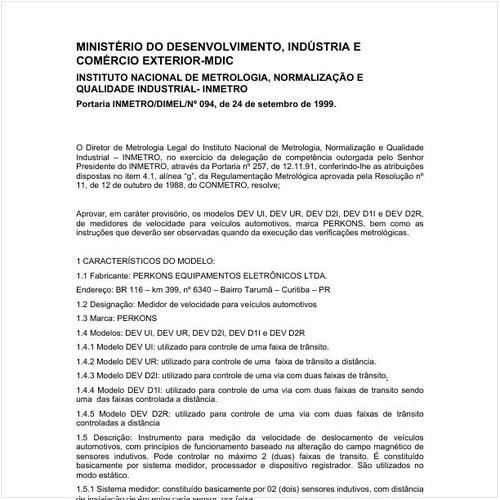 Portaria DIMEL/INMETRO 94:1999 - Situação: Revisto
