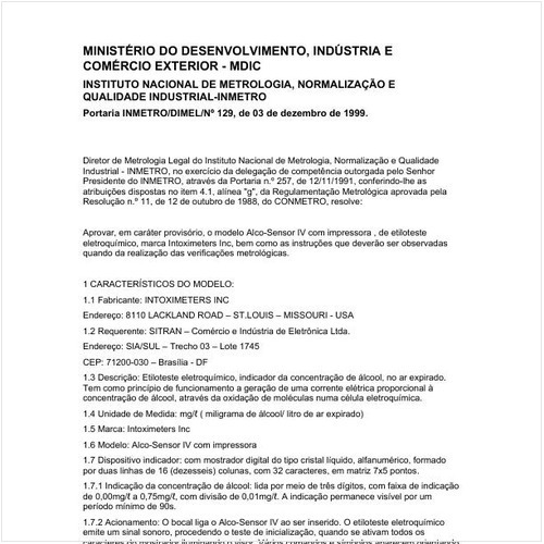 Portaria DIMEL/INMETRO 129:1999 - Situação: Revisto