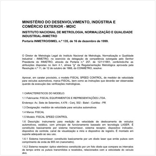 Portaria DIMEL/INMETRO 135:1999 - Situação: Revisto
