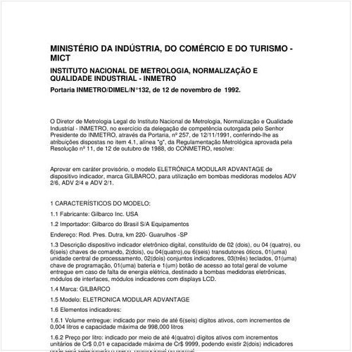 Portaria DIMEL/INMETRO 132:1992 - Situação: Revisto