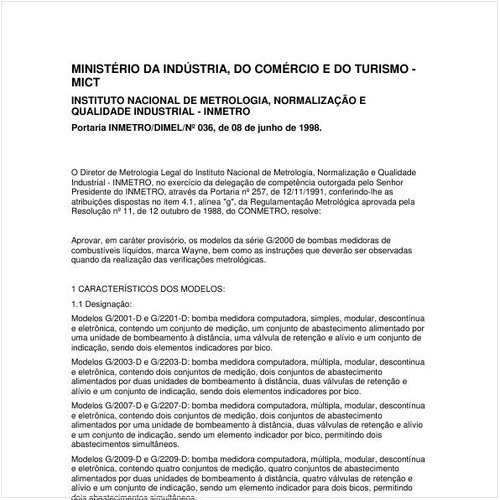 Portaria DIMEL/INMETRO 36:1998 - Situação: Revisto