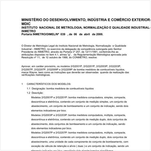 Portaria DIMEL/INMETRO 39:2000 - Situação: Revisto